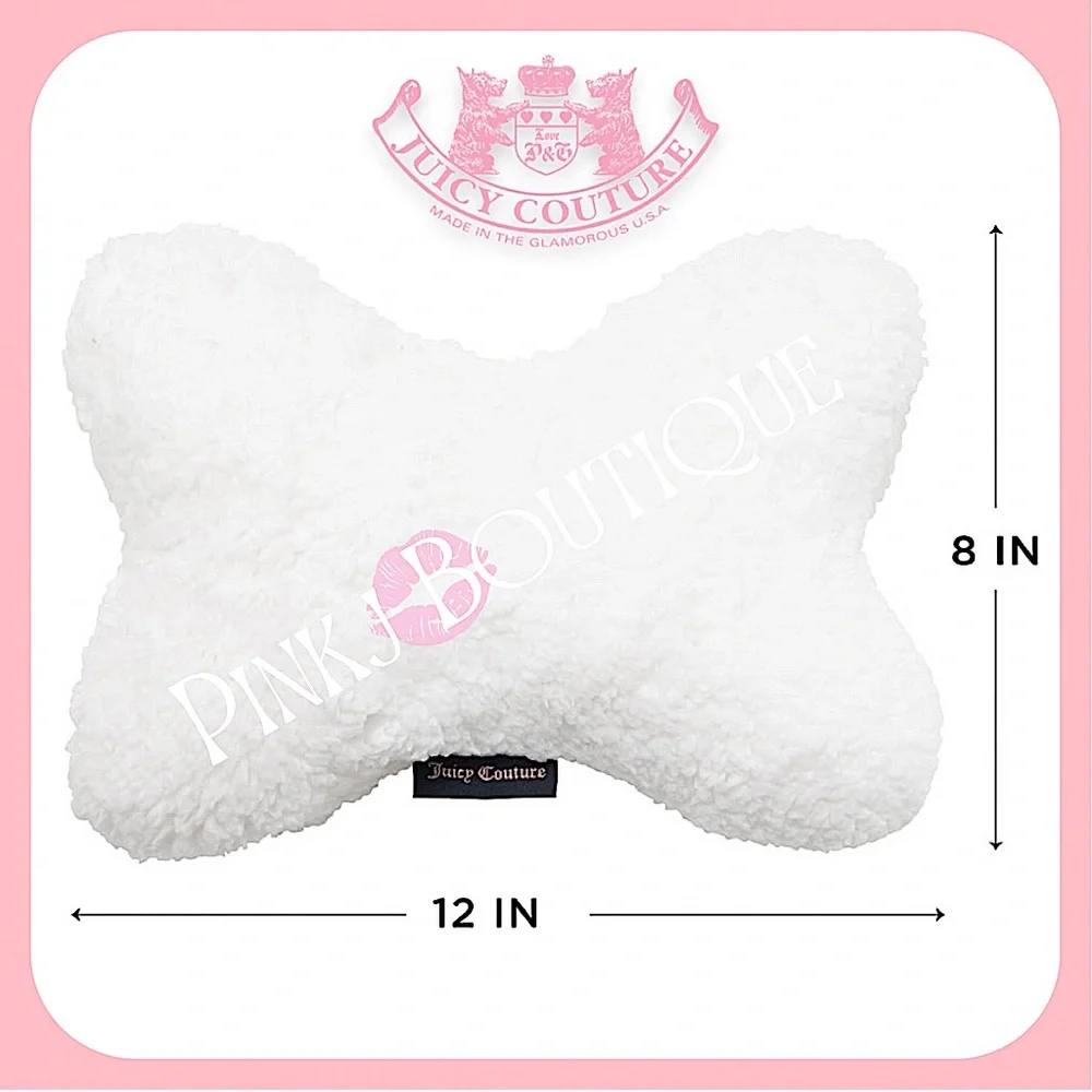 💗🐾 2pc {Juicy Couture} Pink Stripe {Paws} Throw Blanket+Bone Shape Pillow Set!